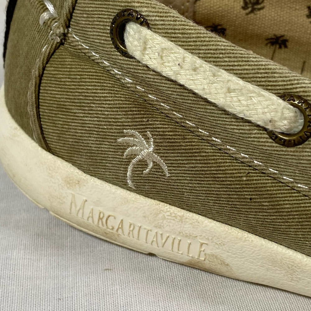 Margaritaville Soles Of The Tropics Womens 8 Canvas Boat Shoes Olive Army Green - Picture 5 of 10